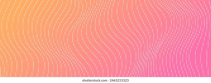 Abstract halftone wavy background, retro dot gradient, modern dynamic backdrop with pink and orange gradient. Vector illustration.