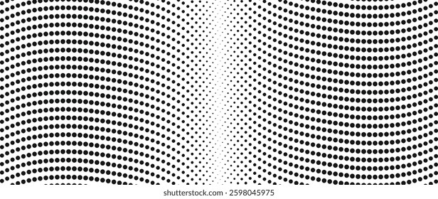 Abstract halftone wavy dot pattern - black and white geometric pattern vector illustration.