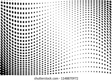 Abstract halftone wavy dotted background. Futuristic twisted grunge pattern with dots, circles, points. VEctor illustration