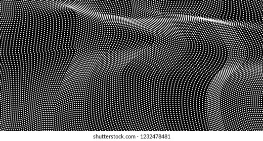 Abstract halftone wavy pattern. Vector halftone dots background for design banners, posters, business projects, pop art texture, covers. Geometric black and white texture.