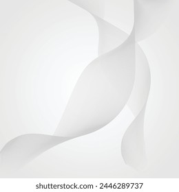 Abstract Halftone white and grey smooth wave on a white and grey background. Curved twisted slanting design or waved lines pattern, Templates for business cards, brochures, posters, covers. Editable.
