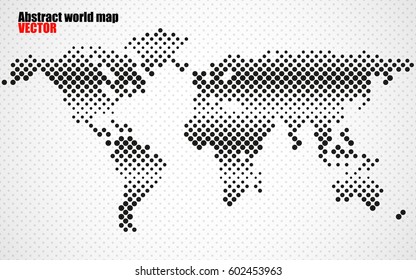 Abstract halftone world map. Vector
