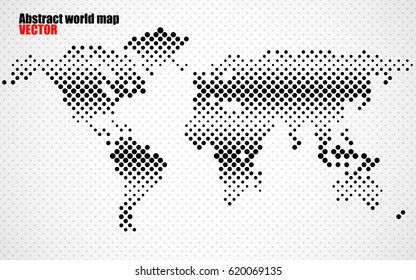 Abstract halftone world map. Vector