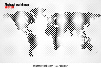 Abstract halftone world map. Vector