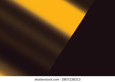 Abstract halftone yellow gradient streaks on black background