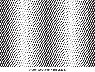 Abstract halftone zigzag line background. Monochrome pattern with varying line thickness.  Vector modern pop art texture for poster, sites, business cards, cover, postcard, design, labels, stickers.