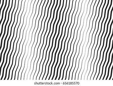 Abstract halftone zigzag line background. Monochrome pattern with varying line thickness.  Vector modern pop art texture for poster, sites, business cards, cover, postcard, design, labels, stickers.