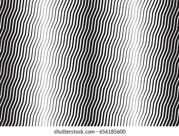 Abstract halftone zigzag line background. Monochrome pattern with varying line thickness.  Vector modern pop art texture for poster, sites, business cards, cover, postcard, design, labels, stickers.