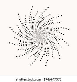 Abstract halftones spiral background. Abstract concentric dotted pattern. Dotted textile pattern. Halftone design element for various purposes.