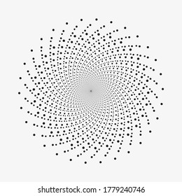 Abstract halftones spiral background. Abstract dotted frame. Halftone design element.