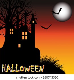 abstract halloween background with dark terror objects