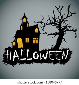 abstract halloween background with different terror objects