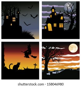 abstract halloween background with different terror objects