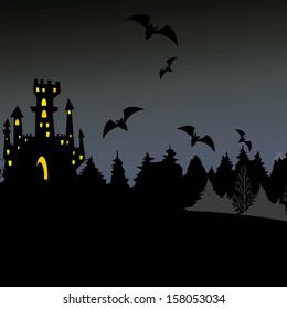 abstract halloween background with different terror objects
