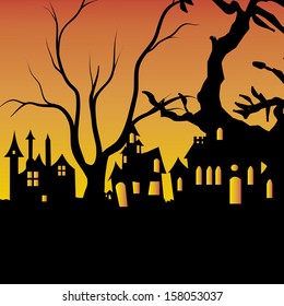 abstract halloween background with different terror objects