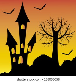 abstract halloween background with different terror objects