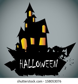 abstract halloween background with different terror objects