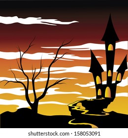 abstract halloween background with different terror objects