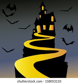abstract halloween background with different terror objects