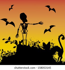 abstract halloween background with different terror objects