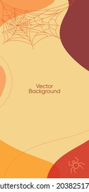 Abstract halloween banner for social media with spots, spider and web. Orange halloween background. Vector party backdrop 10eps. Ready to use with your photos!