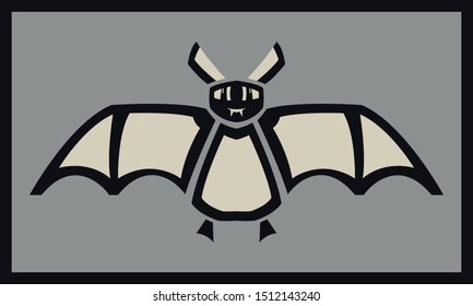 Abstract Halloween bat. Vector illustration with cute character