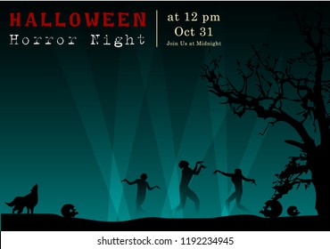 Abstract of Halloween to be the Spooky or The Horror  Banner Template Scene Background, Vector and illustration, eps 10