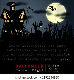 Abstract of Halloween to be the Spooky or The Horror  Banner Template Scene Background, Vector and illustration, eps 10