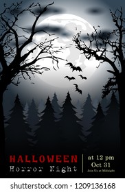 Abstract of Halloween to be the Spooky or The Horror  Banner Template Scene Background, Vector and illustration, eps 10