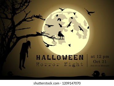 Abstract of Halloween to be the Spooky or The Horror  Banner Template Scene Background, Vector and illustration, eps 10