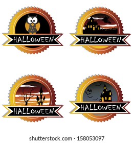 abstract halloween labels with some terror objects on white background