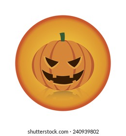 abstract halloween object on an orange circle on a white background