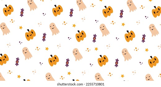 Abstract halloween pattern in cute and simple style. Childish illustration for background and wallpaper