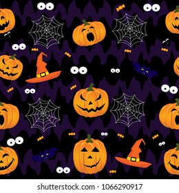 Abstract halloween pattern for girls,boys, kids, halloween, clothes. Creative vector background with pumpkin, scary face. Funny halloween wallpaper for textile and fabric. Fashion style.