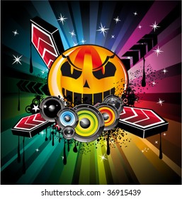Abstract Halloween Rainbow Disco Music Background for  Event Flyers