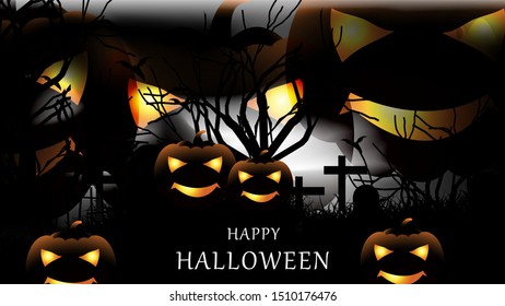 Abstract Halloween scary banner with pumpkins 