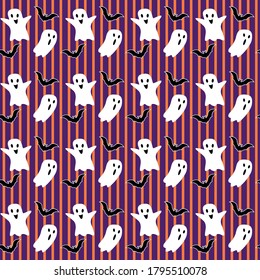 Abstract. Halloween seamless pattern. ghost cute background. design for pillow, print, fashion, clothing, fabric, gift wrap. vector.
