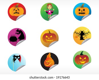 abstract halloween sticker series set