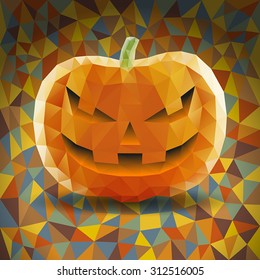 Abstract Halloween Triangles Pumpkin on Colored Background