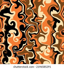 
Abstract Halloween weaves seamless vector pattern. 60’s, 70’s style hippie background with waves, psychedelic groovy texture. Perfect for textile, wallpaper or print design.
