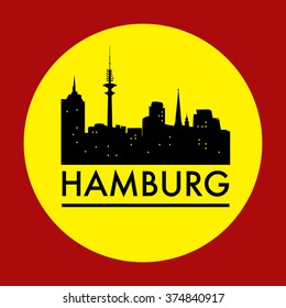 Abstract Hamburg skyline, with various landmarks, vector illustration