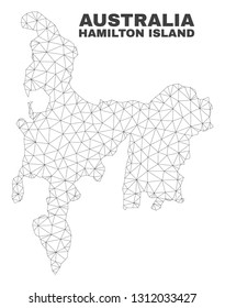 Abstract Hamilton Island map isolated on a white background. Triangular mesh model in black color of Hamilton Island map. Polygonal geographic scheme designed for political illustrations.