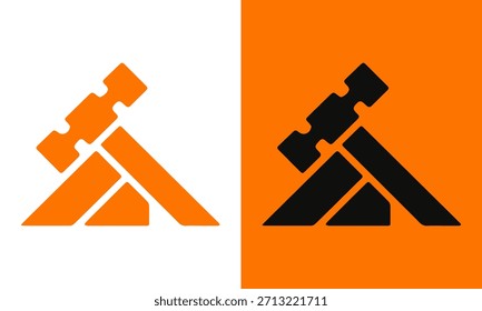 Abstract Hammer icon logo design template