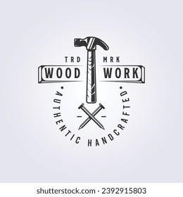 abstract hammer and nail logo vector, carpentry illustration design