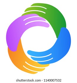 abstract hand around circle
