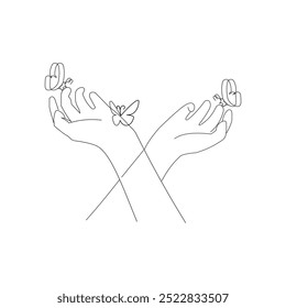 Abstractas diseño de arte de la mano con líneas fluidas y estética moderna. 