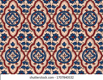abstract Hand Block Ajrakh Print background pattern