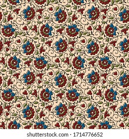 Abstract Hand Block Ajrakh Print Background Pattern