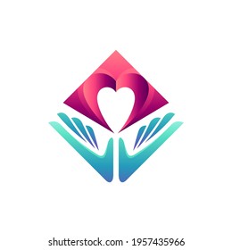 Abstract hand care logo template ready for use