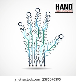 Abstract hand of circuit board isolated on a white background, technology concept. Vector illustration
